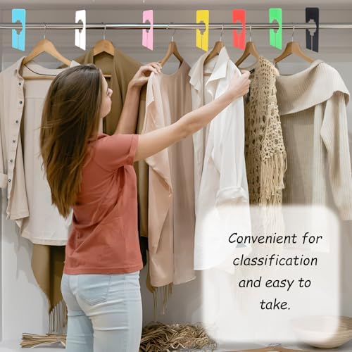 9 Pcs Closet Rack Dividers - 8 Colors Rectangular Plastic Hanging Clothing Hanger Dividers with Bonus Marker, Writable Reusable Closet Separators for Wardrobe Sorting Clothes Size Color Brand - Image 6