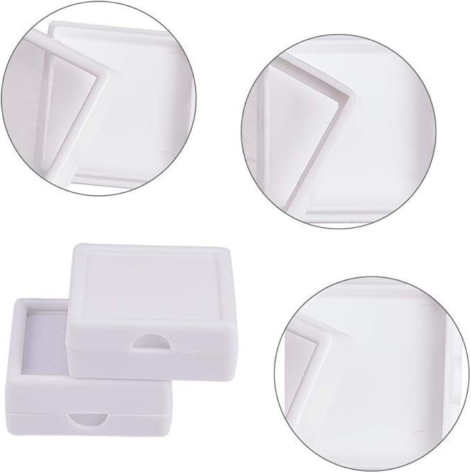 BENECREAT 24PCS White Gemstone Display Box Jewelry Box Container 1.57x0.6 with Clear Top Lids for Gems,Jewelry and Festival Gift Packing
