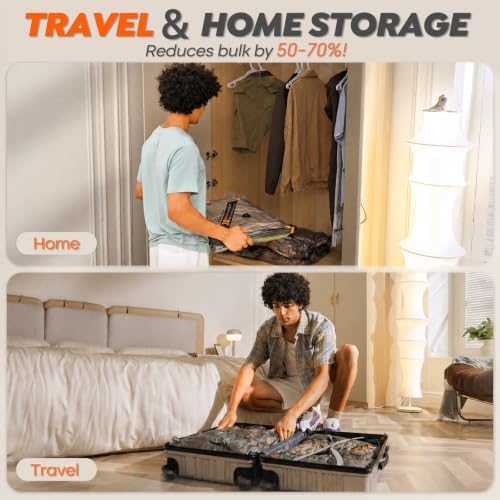Rechargeable Wireless Pump Travel Storage Bags Set - 15 Pack Medium Size Vacuum Bags for Travel & Home, Space-Saving Compression Packing for Clothes, Blankets & Bedding - Image 6