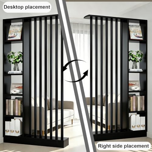 Wall Room Divider with Shelves Freestanding Room Divider with Storage Shelf Entrance Hall Partition Screen Column Floor to Ceiling Screen Column Floor to Ceiling,Khaki+White,L47 xW9 xH79 - Image 7