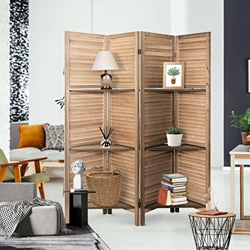 4 Panel Room Divider with Shelves - Image 7