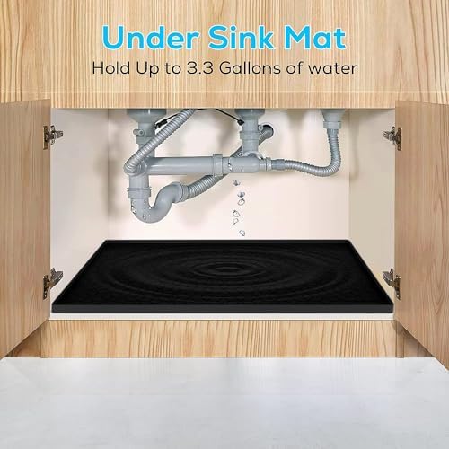Under Sink Mat for Kitchen, Silicone Waterproof Liner, Flexible Organizer Tray with Drain Hole, 3.4 Gallons Capacity, Easy to Clean - Image 6