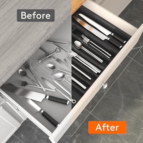 Lifewit Extra Large Silverware Drawer Organizer, Expandable Utensil Tray - Image 6
