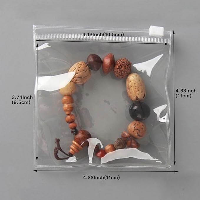 HSLFUAI 50PCS Clear Jewelry Bag, Self Sealing PVC Packaging Zipper Lock Bag, Jewelry Organizer, Small Items Organizer, Resealable Packaging or Storage(11 * 11cm 4.33 * 4.33 inch)