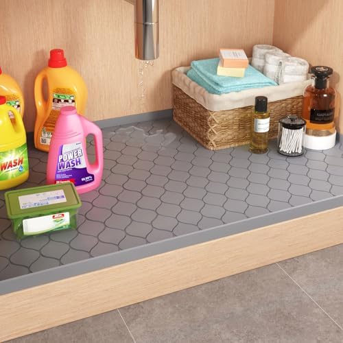 Winisok Waterproof Under Sink Mat 22" x 22", Silicone Mat, Beige - Image 7