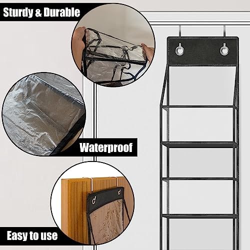 5-Shelf Over The Door Pantry Organizer with Clear Pockets, Heavy Duty Hanging Storage for Closet, Bedroom, Bathroom, and Nursery (Black, Holds up to 28 lbs) - Image 7