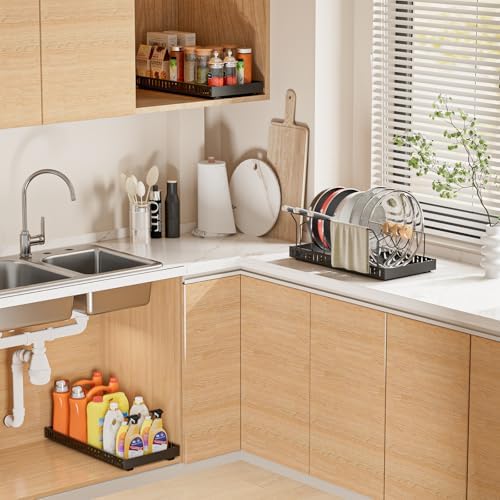 Black Pull Out Pot Lid Organizer, Cabinet Pan Rack, 10 Dividers - Image 6