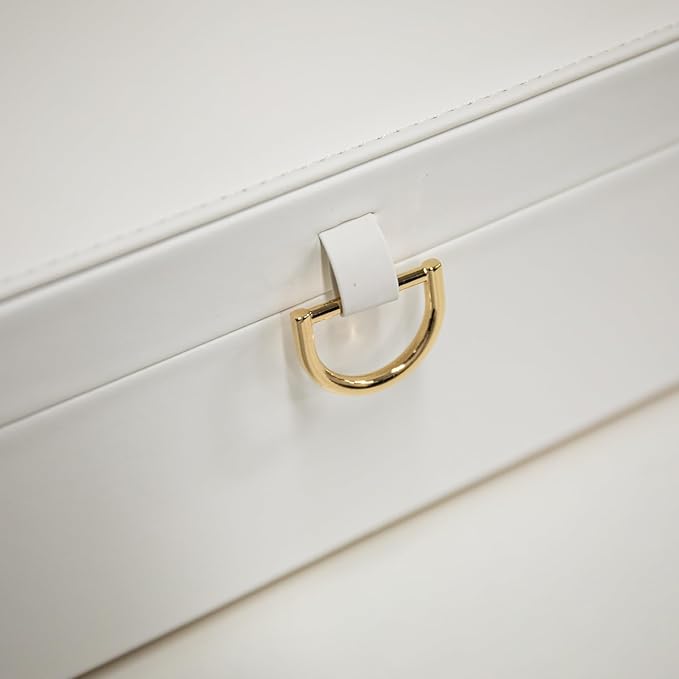 COLLECTIVE HOME - Monogram Jewelry Box with Mirror, Custom Gold Letter Engraving, Elegant Jewelry Organizer with Removable Tray, Gift for Mother’s Day, Girlfriend, Birthday (e)