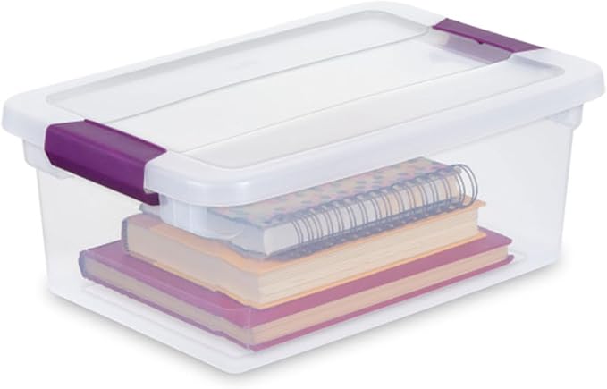 Sterilite 12-Pack ClearView Latch Box, Stackable Organizer Bins with Lids, 15 Quart - Clear Plastic Organization Containers for Closet, Bedroom, Shelving Units and Home or Office Storage