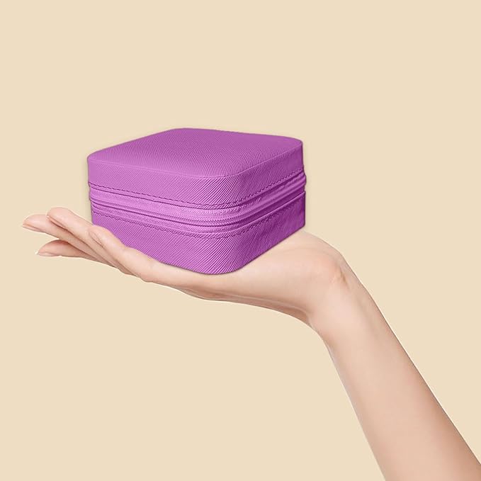 Small Travel Jewelry Box, Portable Mini Jewelry Leather Box Jewelry Ring Organizer Case Storage Holder Gift Boxes for Girls Women, Lilac purple