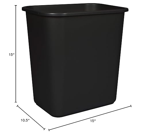 Storex 7 Gallon Trash Can, Gray, 6-Pack Black