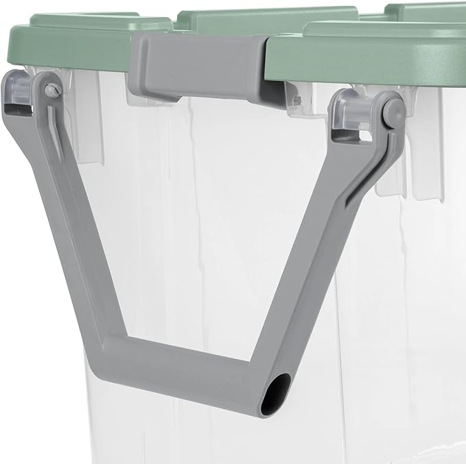 Ratiyae 160 Quart Wheeled Storage Box, Extra Large Durable Clear Plastic Bin, Latch Lid, Lt Green, 2 Count