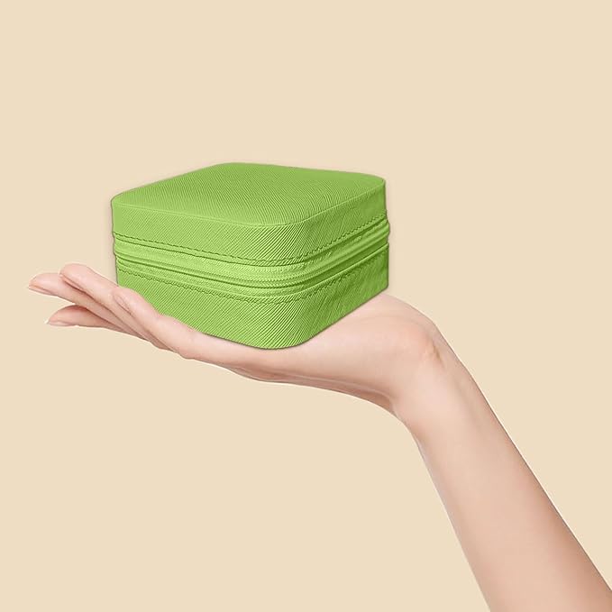 Small Travel Jewelry Box, Portable Mini Jewelry Leather Box Jewelry Ring Organizer Case Storage Holder Gift Boxes for Girls Women, Avocado green