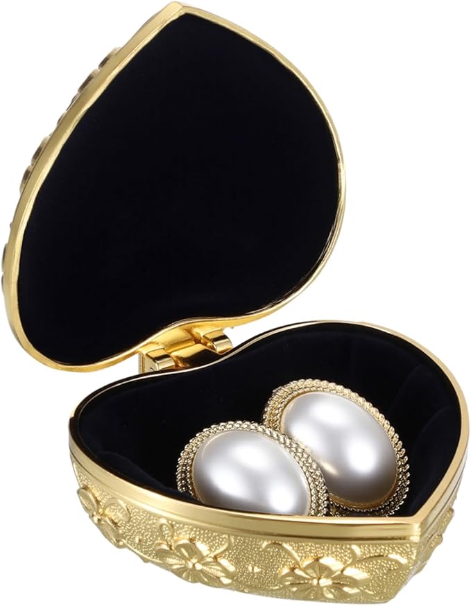 Hipiwe Vintage Jewelry Box Heart Shape Trinket Chest Metal Gold Treasure Storage Case for Rings Earrings Necklace Keepsake Organizer Gift for Woman