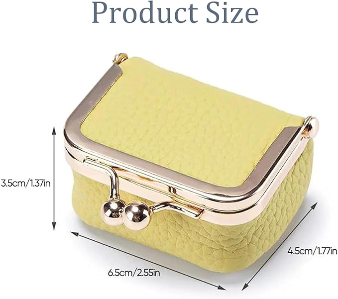 Genuine Leather Mini Jewelry Box, Portable Vintage-Inspired Genuine Leather Coin Purse Jewelry Case with Kiss Lock, Mini Travel Ring Box for Women for Earring/Ring/Necklace/Bracelet(Black)
