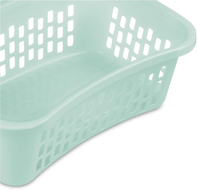Sterilite 18 Pack HipHold Laundry Basket, Plastic Rectangle Clothes Hamper with Comfort Grip Handles & Reinforced Rim, 1.5 Bushel Capacity, Mint