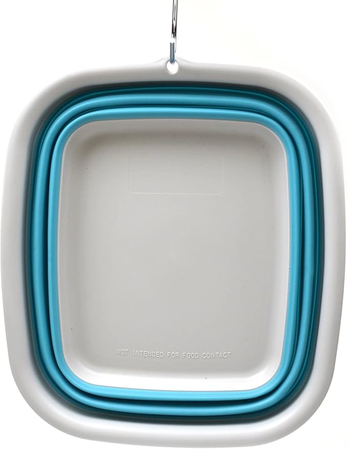SAMMART 7.7L (2 Gallon) Collapsible Tub - Foldable Dish Tub - Portable Washing Basin - Space Saving Plastic Washtub (Bright Blue, S)