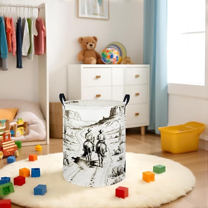 Baby Laundry Hamper kids laundry Basket Waterproof Laundry Bag for Bedroom Toy Clothes Organizer Room Décor(Cowboy)
