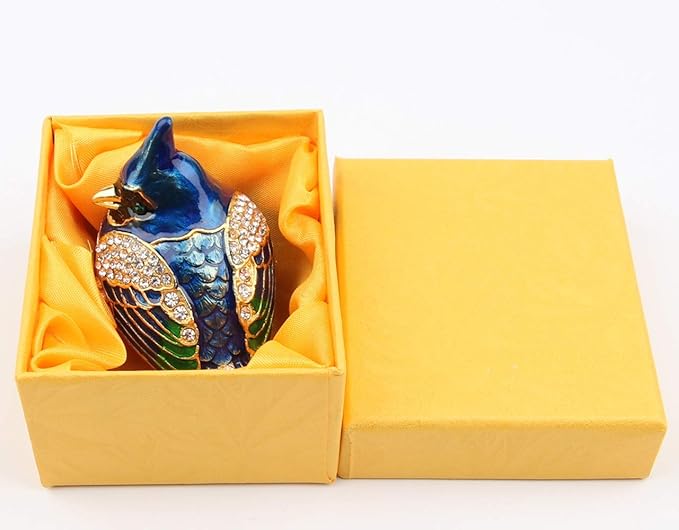 SEVENBEES Bird Trinket Box Metal Enameled Animal Figurines Collectable Wedding Jewelry Ring Holder Organizer