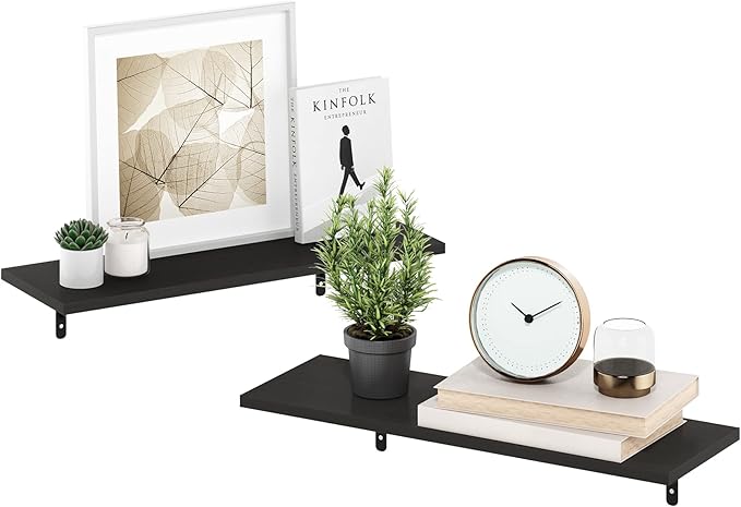 Furinno Rossi Floating Shelves for Wall Set of 6, 23-Inch Wall Shelf, Floating Shelf, Wall Mounted Shelves, for Bathroom, Bedroom, Living Room, Espresso
