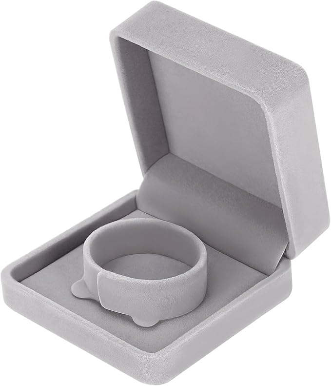 LETURE 4 Pieces Classic Velvet Bracelet Bangle Pendant Necklace Gift Box, Travel Jewelry Box Display Storage Case for Gift, Wedding, Engagement, Proposal, Birthday (4PCS Bracelet-GREY)