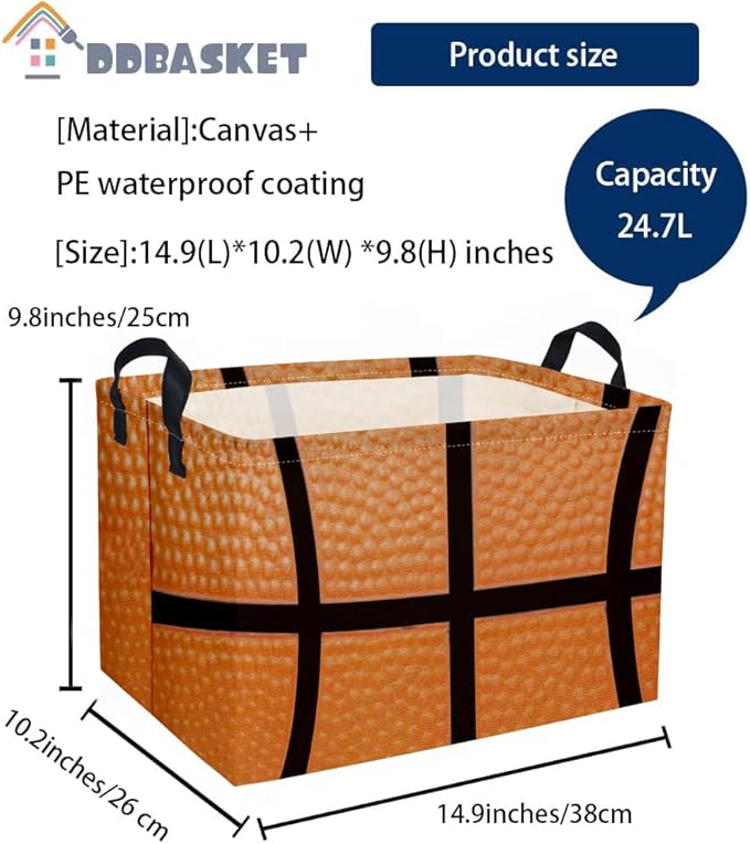 Rectangular Basketballs Baskets Gift Basket Empty Kids Storage Bins Baby Boy Basket Kids Toy Storage Bin Organizer Box Basketball Room Decor for Home(Basketball)