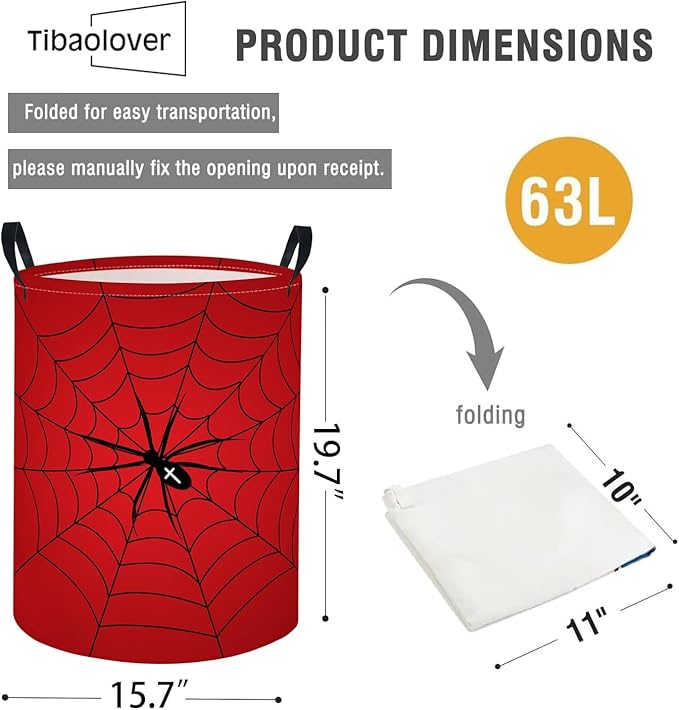 Baby Laundry Basket Baby Nursery Hamper Kids Laundry Basket Toy Storage Bin for Boys Room Decor Gift Baskets for Bedroom Bathroom(Spider Web)