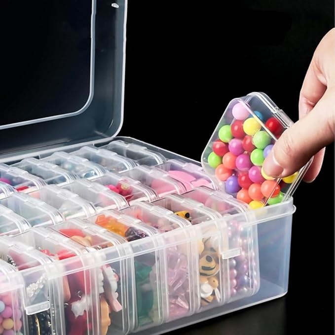30Pcs Bead Organizer, Clear Plastic Cases for Pearl Bracelets and Small Accessories (1.96x1.96x0.79in)