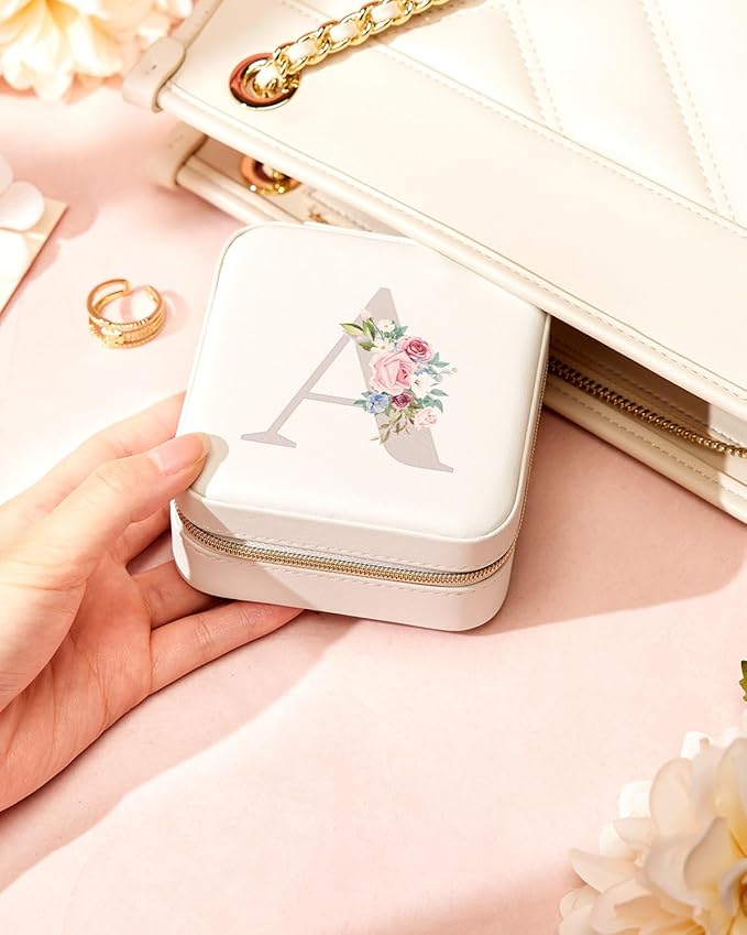 Enthralite Travel Jewelry Box for Girls: Traveling Jewelry Case Gift for Women - Mini Organizer for Necklaces Earrings White E