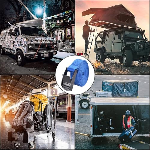 4PCS Tie Down Straps with Adjustable Buckles, 59"x1" Heavy Duty Cam Buckle Lashing Straps for Cargo, Trucks, Luggage, Trailer, Motorcycle (Dark Blue) - Image 6