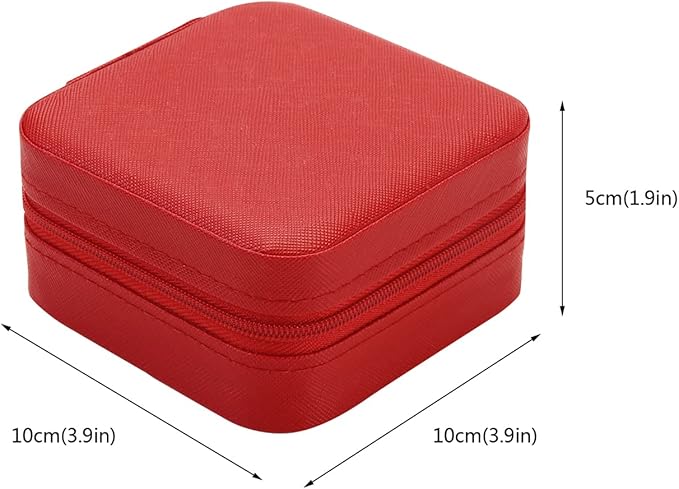 TRODANCE Mini Jewelry Case, Small Travel Jewelry Organizer, Portable Jewelry Box Mini Storage Organizer Display Box For Rings Earrings Necklaces (Red-4pcs)
