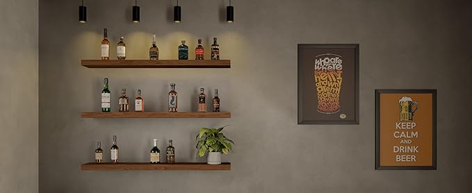 ROGMARS 36 Inches Long Walnut Floating Shelves,Rustic Solid Wood Farmhouse Wall Shelves with Invisible Brackets for Bathroom, Living Room, Bedroom, Kitchen Set of 3