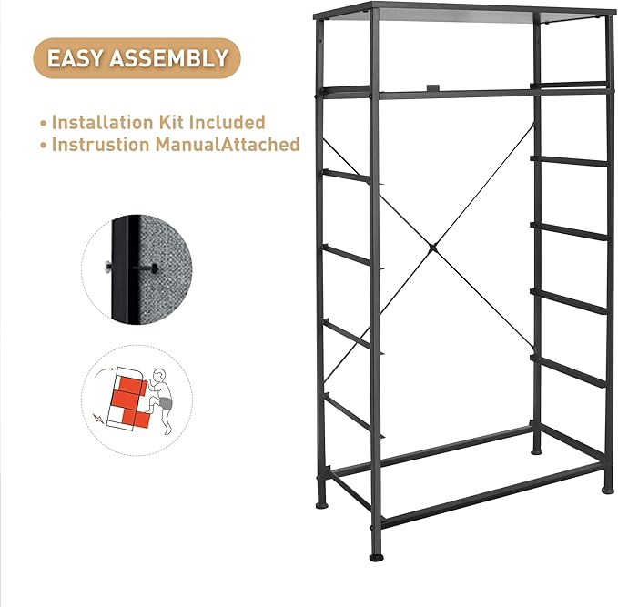 Mifuro Tall Dresser for Bedroom, Vertical Storage Organizer Tower with 7 Drawers, Chest of Drawers with Fabric Bins, Steel Frame, Wood Top for Bedroom, Closet, Entryway- Brown
