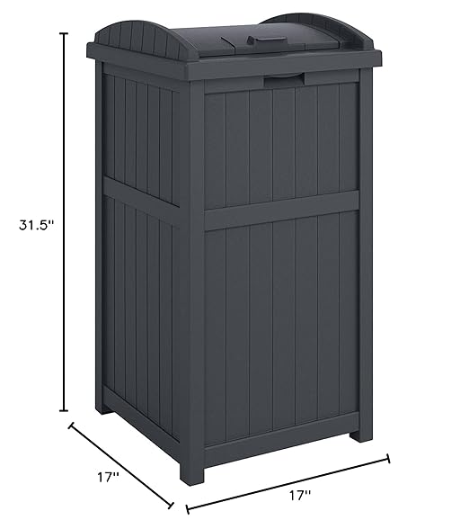 Suncast 4 Pack Outdoor Waste Bin Trash Hideaway Container with Latching Lid, 33 Gallon Capacity