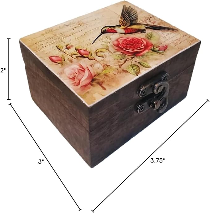 JB&C Premium Hummingbird Trinket Box Small Jewelry Keepsake Box | Earrings Necklace Storage Box for Girls Women | Bird lovers Gift Idea, Animals Ornaments for Home Décor (3HBS)