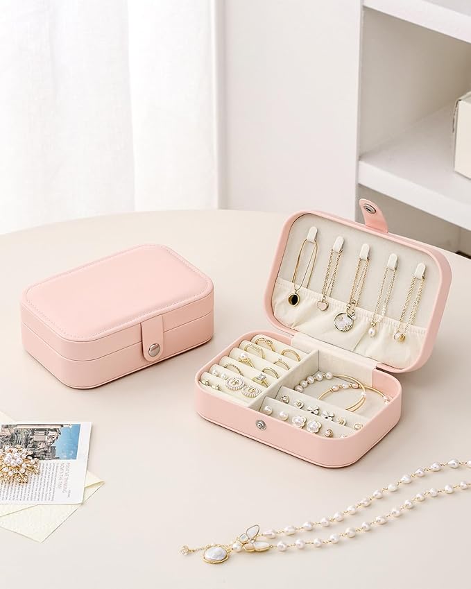 CASEGRACE Jewelry Box For Women Portable Travel Jewelry Case for Necklace Earring Rings Jewelry Holder Case Gift Box Girls