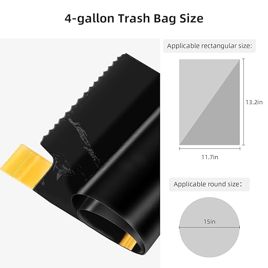 funest Small Drawstring Trash Bag,Easy to Tear and Pack,4 Gallon Garbage Bags,75 Counts