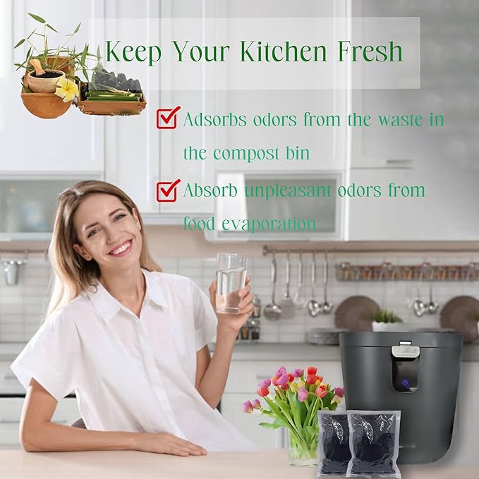 PurifyLogix 1.6 Pounds Activated Charcoal Filter Refill for FoodCycler Kitchen Waste Composters, Odor-Absorbing Replacement Carbon Compatible with Eco 5 FoodCycler Indoor Electric Composter(2PCS)