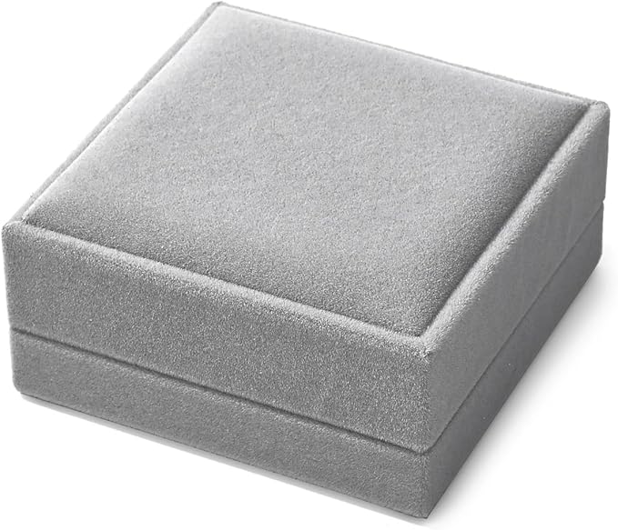 3 in 1 Velvet Jewelry Set Gift Box Earring Gift Box Ring Necklace Boxes Small Jewelry Storage Boxes for Travel Birthday Mother's Day Valentine's Day Gifts (Gray)