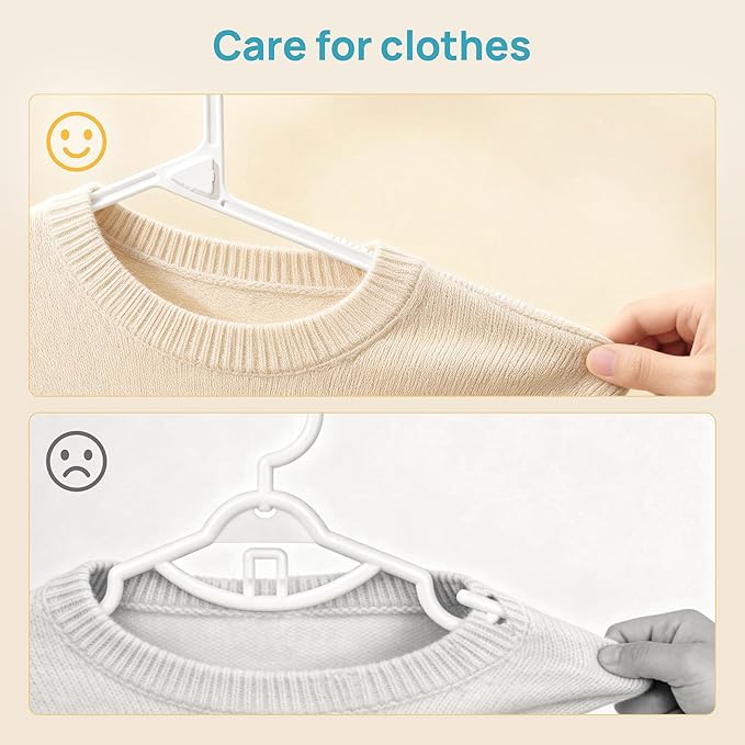 Vtopmart 20 Pack Plastic Clothes Hangers, 16.7in Standard StackFit Hangers for T-Shirt, Coats, Jackets, Sweaters, Non-Slip Slim Hanger with Hooks, Space-Saving in Closet, Durable Clothes Organizers