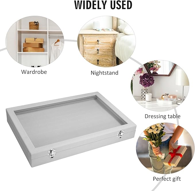 Vicoter Rings Organizer Tray 100 Slot Velvet Ring Earring Storage Box TranSparent Cover Jewelry Store Ring Display Box Jewelry Display Cabinet for Girl Wife Mother