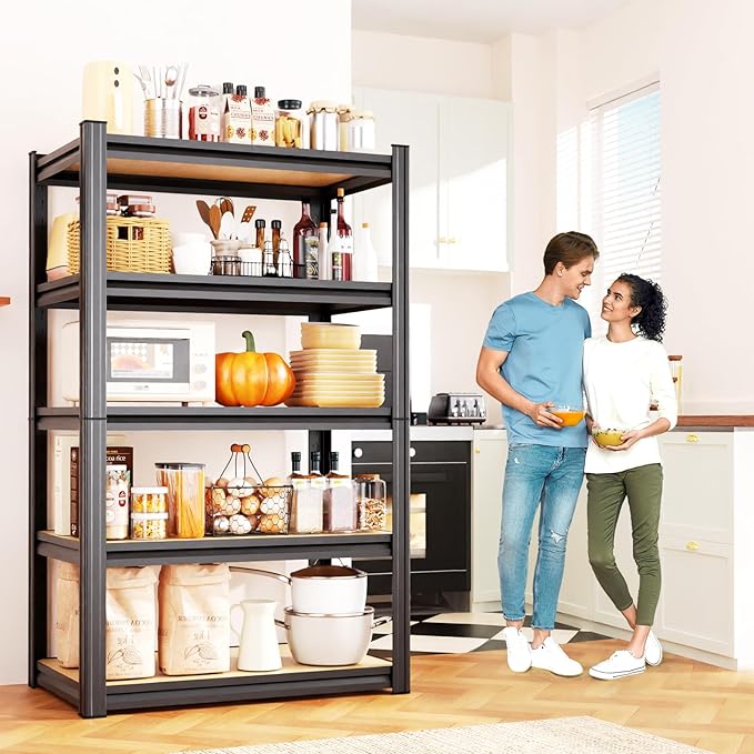 71.2''H Storage Shelves, 2000lbs Garage Shelving,Adjustable Heavy Duty Shelving Unit,5T Tall Garage Shelves,Wood Metal Standing Shelf Units,Utility Rack for Kitchen 2Pack