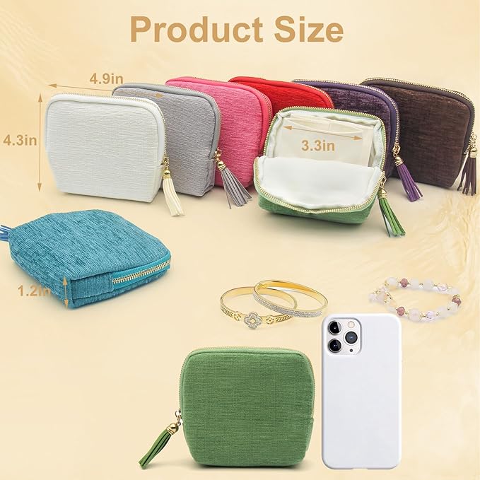 Small Travel Jewelry Case, Mini Jewelry Box, Purse Organizer Pouches for Travel and Everyday Jewelry Organizer Storage (Pink)