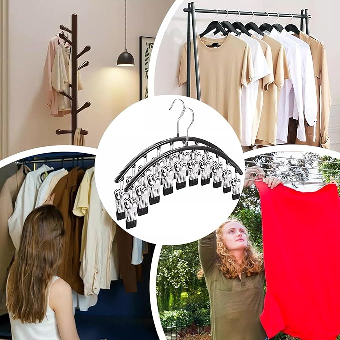 Legging Hangers for Closet Organizer, Hat Hangers for Closet 2 Pack with 10 Clips Holds 20 Leggings, Legging Hanger, Pants Storage Organizer Suitable for Socks, Panties, Underwear, Pants (White)