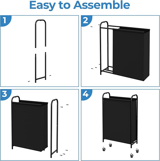 GRANNY SAYS 80L Slim Laundry Hamper with Silent Brake Wheels, Sturdy Metal Frame & Handle, Rolling Laundry Basket for Laundry Room, Bedroom, Bathroom, or RV – Great for Singles or Couples, Black