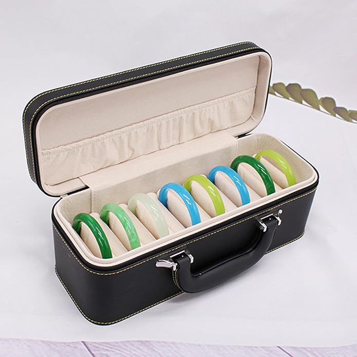 Yiju 15 Slots Bangle Box, Jade Bracelets Display Case Storage Case Jewelry Organizer PU Leather Bracelet Case for Retail Stores Dresser Engagement