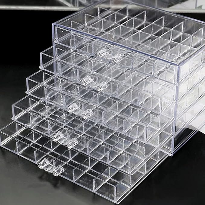 QIYUSHRY Earring Storage Box Acrylic Jewelry Storage Holder Ring Clear Plastic Transparent Jewelry Display Stand with 5 Drawers 120 Small Compartment Tray for Women Girls
