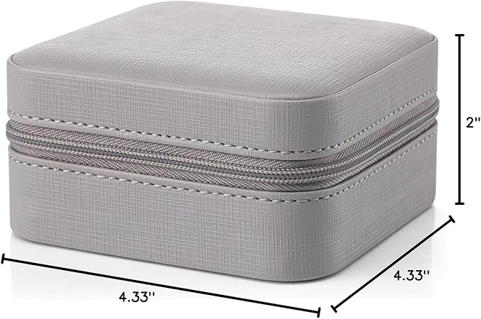 Vlando Small Travel Jewelry Box Organizer Display Case for Girls Women Gift Rings Earrings Necklaces Storage, Light Grey