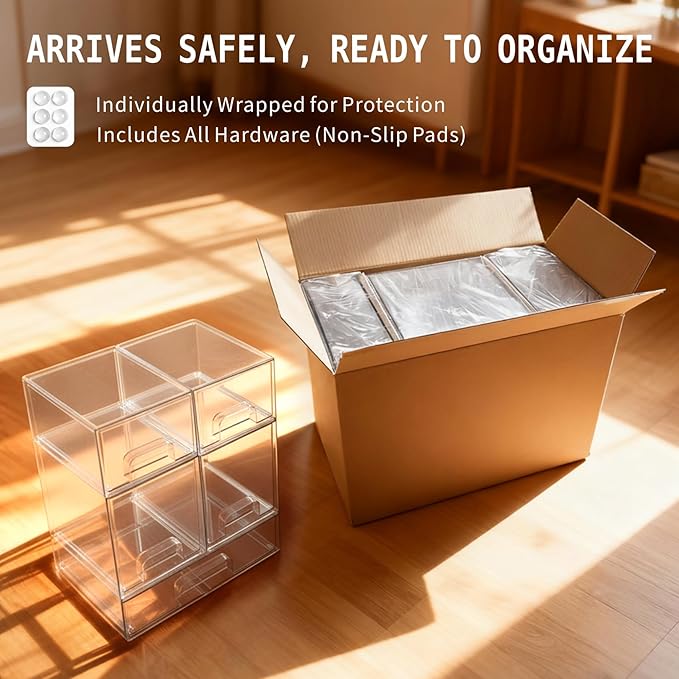 Baby Bottle Organizer, Large Capacity Stackable Acrylic Storage with Non-Slip Pads, for Baby Bottles, Pump Parts, Kitchen Countertop, Pantry, Vanity, 3-Piece