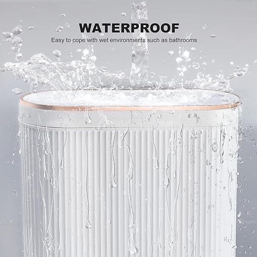 Supteron Bathroom Trash Can with Lid 3.2 Gallon Narrow Trash Can Small Plastic Trash Bin 12 Liter Rectangular Plastic Garbage Can with Press Type Lid for Bedroom Bathroom Milk White